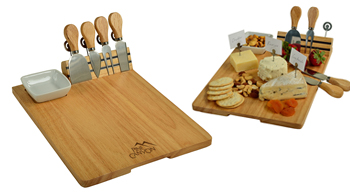 Hardwood Cheese/Charcuterie Board with Knife set, Ceramic Bowl and Markers